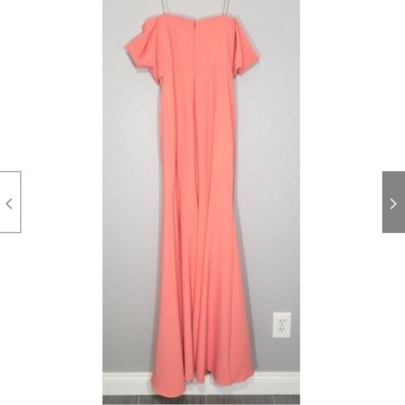 NWT Marchesa Notte Coral Off Shoulder Embellished Crepe Gown Dress 4 - Picture 7 of 11